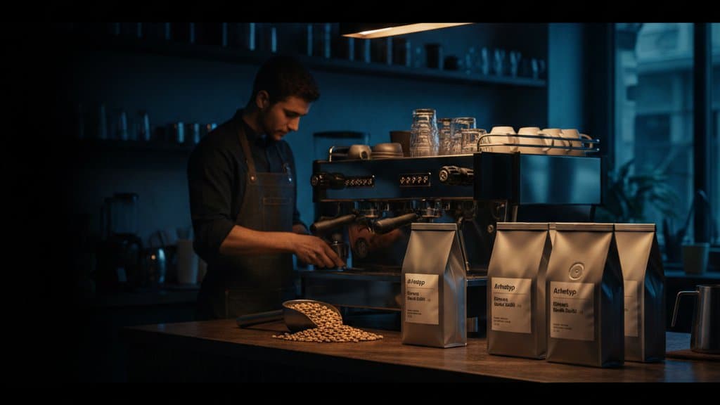 Café counter with Arhetyp pouches